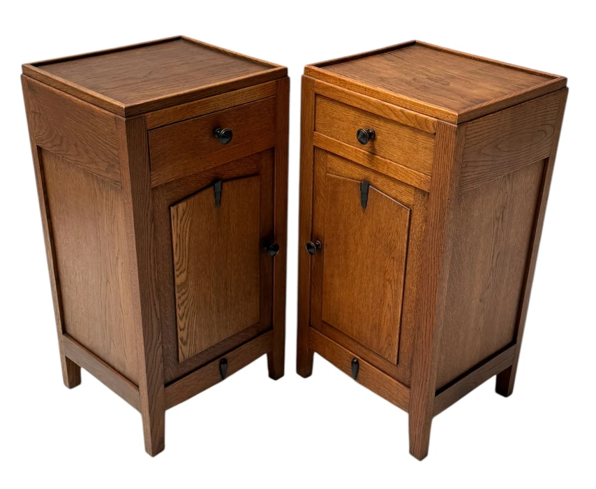 Two Art Deco Amsterdamse School Nightstands or Bedside Tables, 1920s